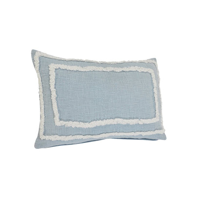 Ox Bay Blue/White Bordered All-Natural Cotton Pillow Cover