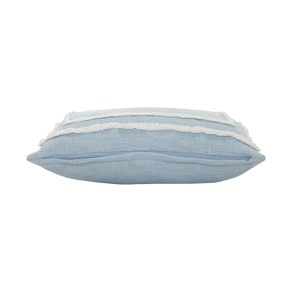 Ox Bay Blue/White Bordered All-Natural Cotton Pillow Cover