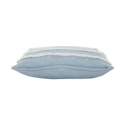 Ox Bay Blue/White Bordered All-Natural Cotton Pillow Cover