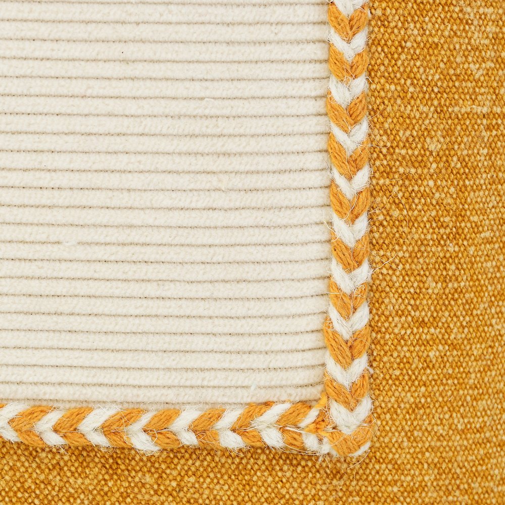 Ox Bay Hand-stitched Yellow/White Bordered All-Natural Cotton Pillow Cover