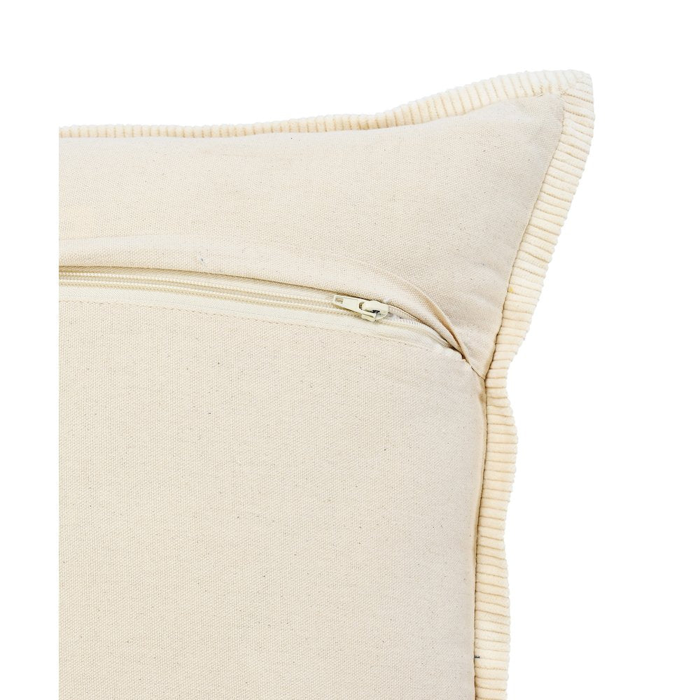Ox Bay Hand-stitched Yellow/White Bordered All-Natural Cotton Pillow Cover