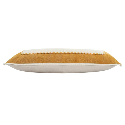 Ox Bay Hand-stitched Yellow/White Bordered All-Natural Cotton Pillow Cover