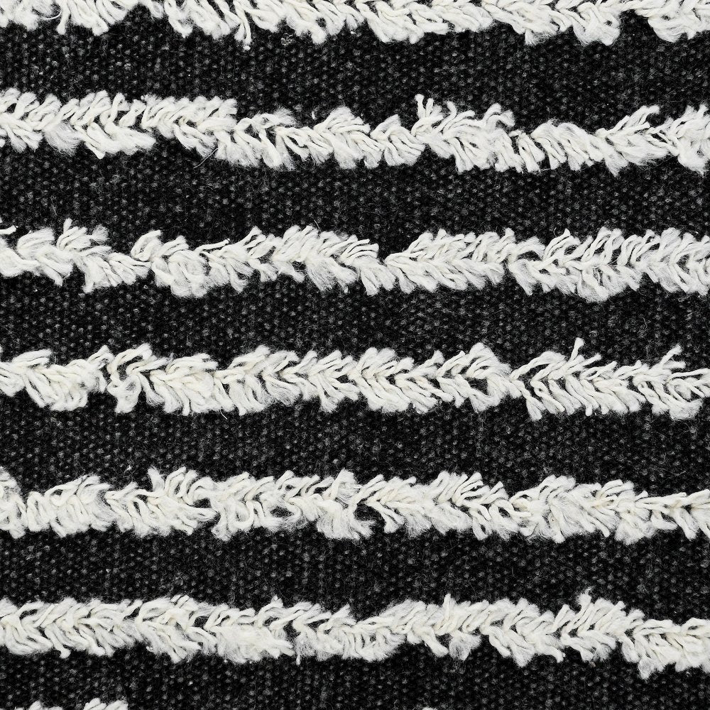 Ox Bay Hand-stitched Black/White Stripe All-Natural Cotton Pillow Cover