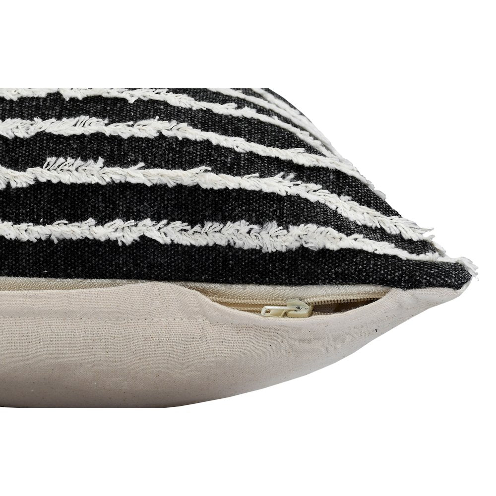 Ox Bay Hand-stitched Black/White Stripe All-Natural Cotton Pillow Cover