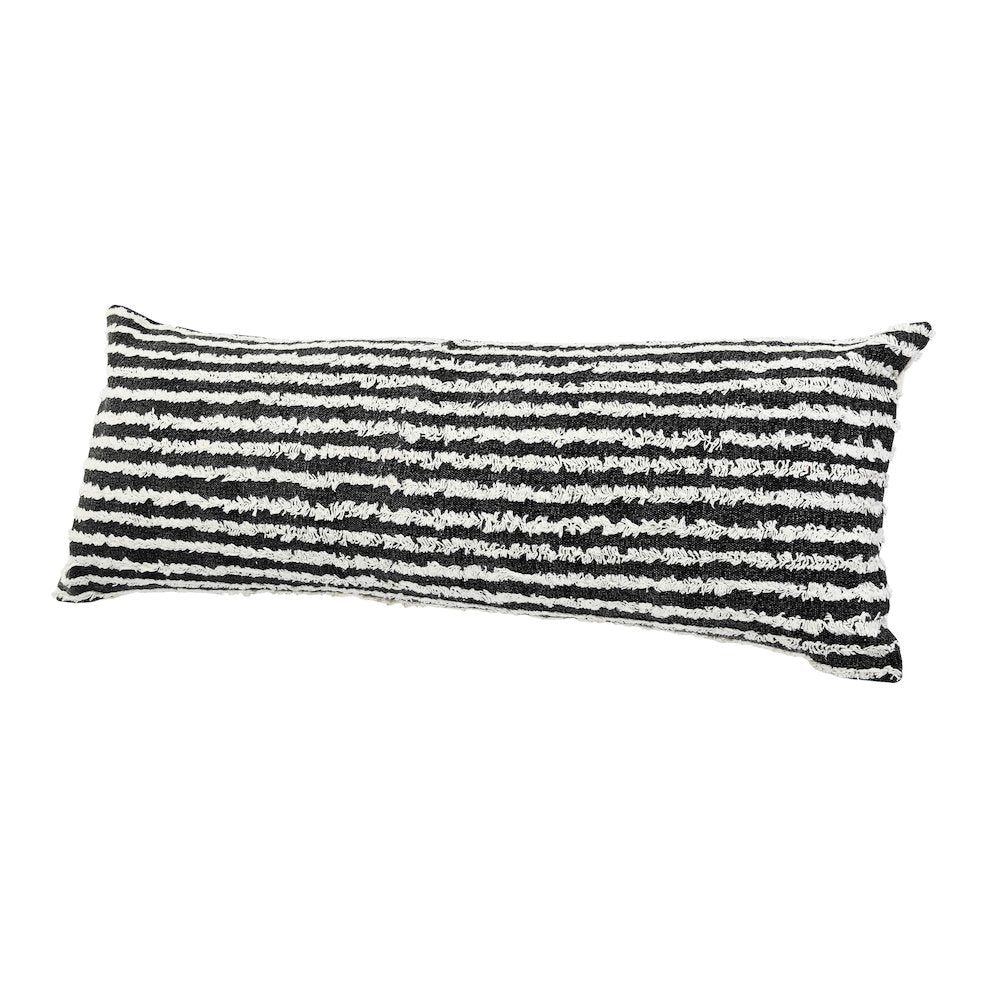Ox Bay Hand-stitched Black/White Stripe All-Natural Cotton Pillow Cover