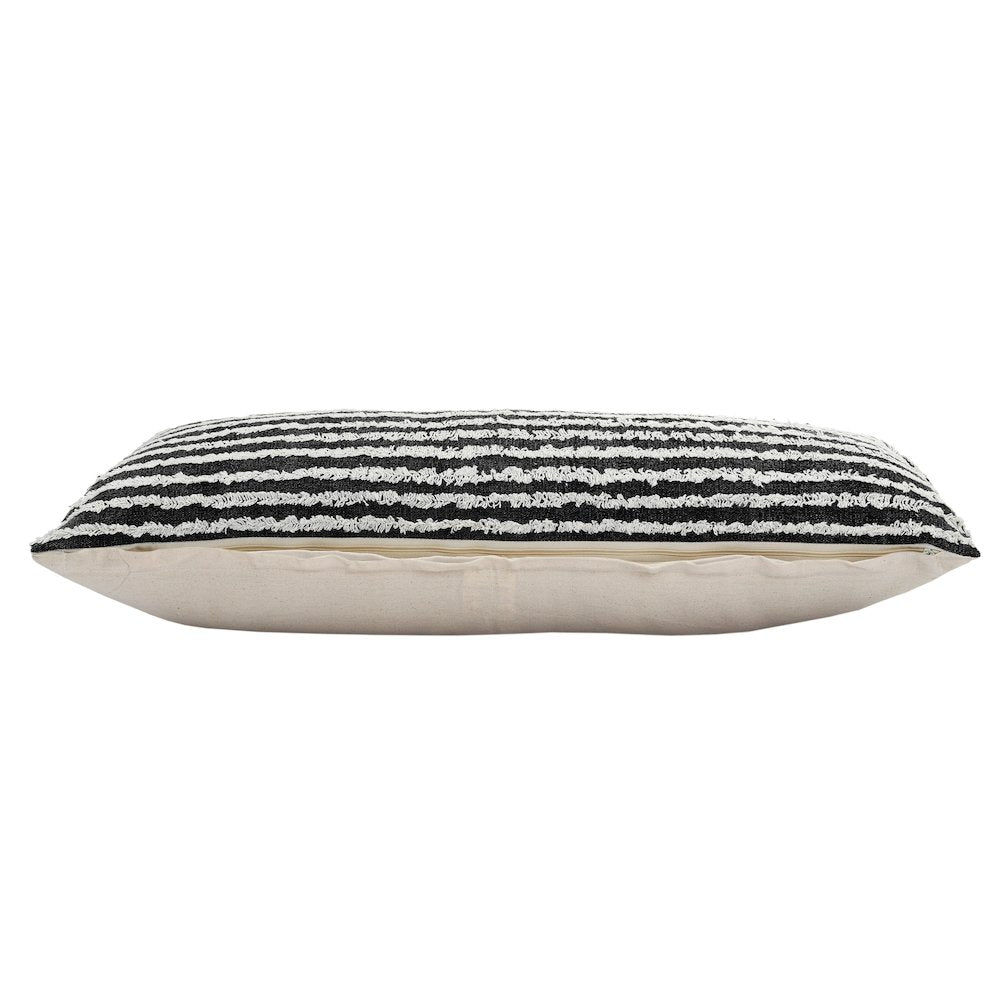 Ox Bay Hand-stitched Black/White Stripe All-Natural Cotton Pillow Cover