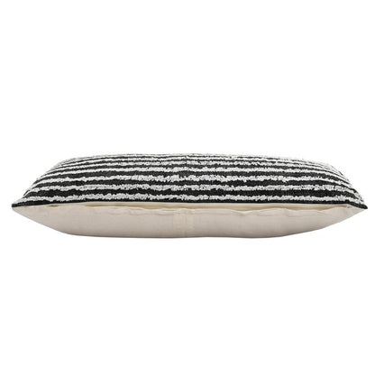Ox Bay Hand-stitched Black/White Stripe All-Natural Cotton Pillow Cover