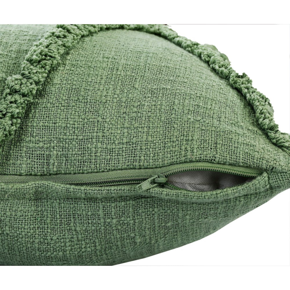 Ox Bay Hand-Woven Green Diamond All-Natural Cotton  Pillow Cover