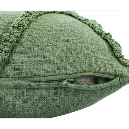 Ox Bay Hand-Woven Green Diamond All-Natural Cotton  Pillow Cover