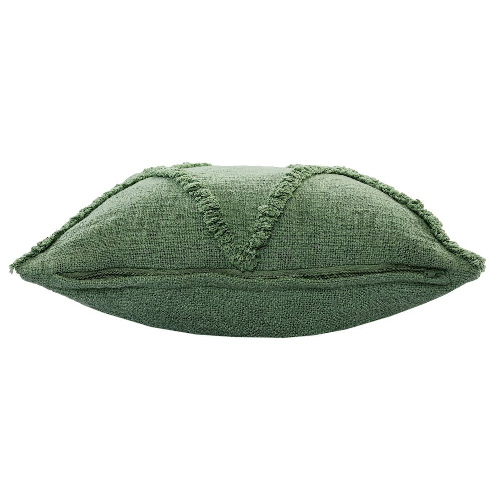 Ox Bay Hand-Woven Green Diamond All-Natural Cotton  Pillow Cover