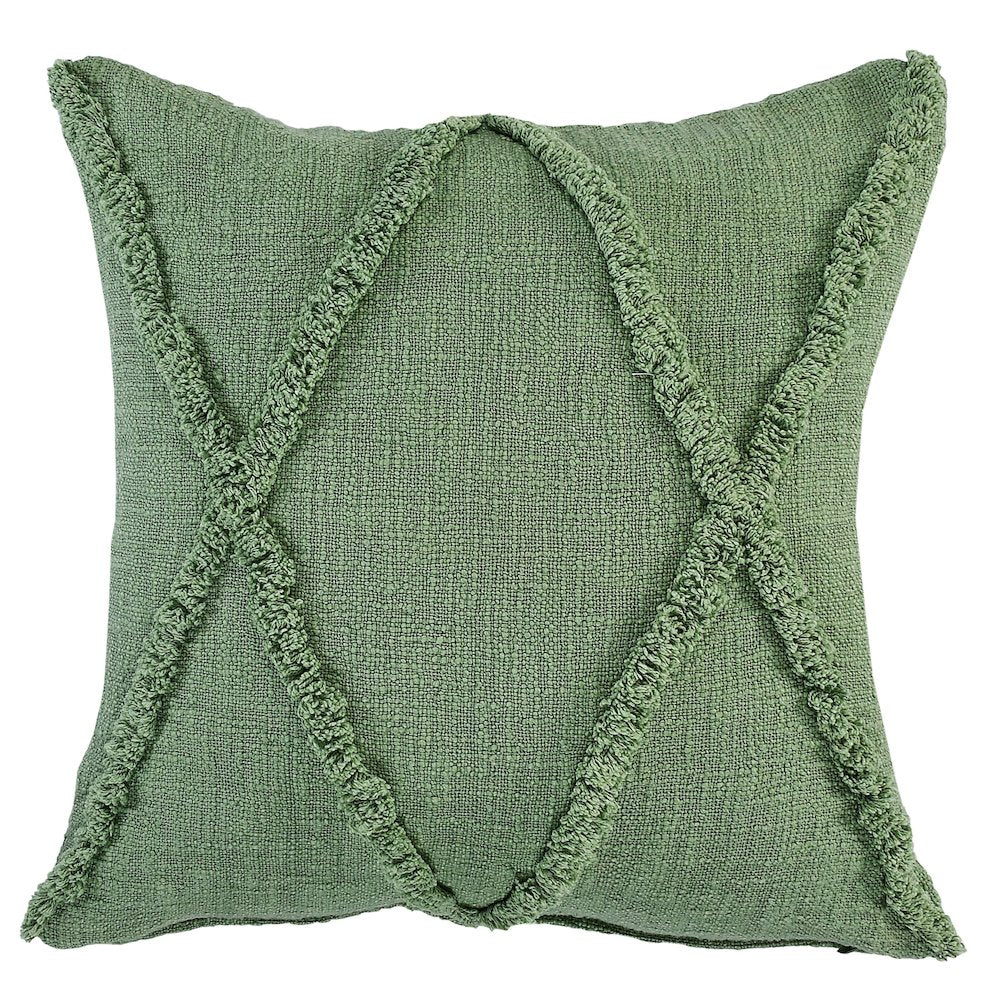 Ox Bay Hand-Woven Green Diamond All-Natural Cotton  Pillow Cover