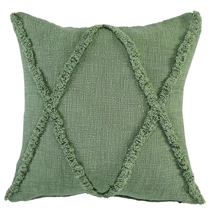 Ox Bay Hand-Woven Green Diamond All-Natural Cotton  Pillow Cover