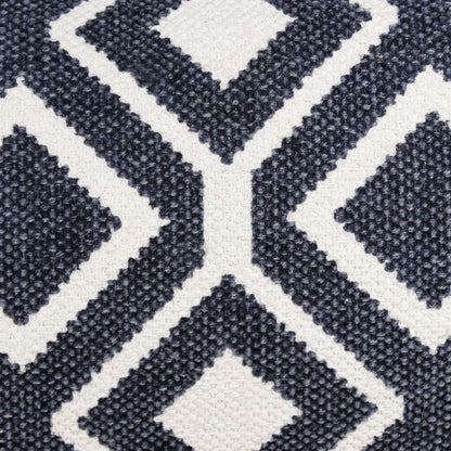 Ox Bay Hand-Woven Black/White Diamond Cotton Blend Pillow Cover