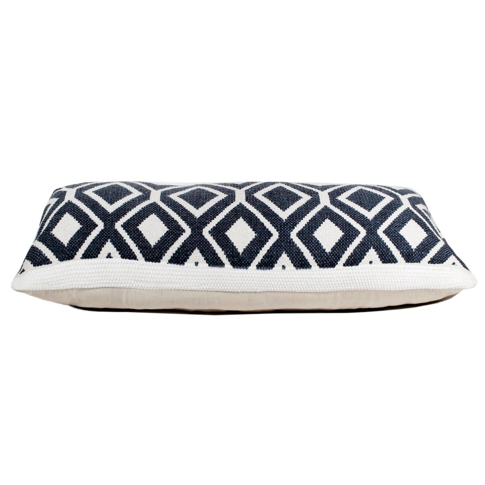 Ox Bay Hand-Woven Black/White Diamond Cotton Blend Pillow Cover