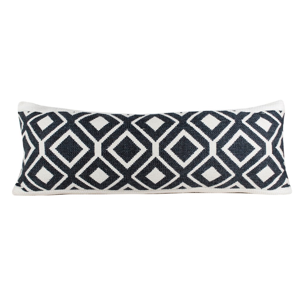 Ox Bay Hand-Woven Black/White Diamond Cotton Blend Pillow Cover
