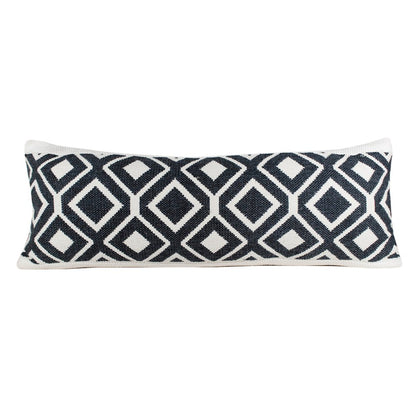 Ox Bay Hand-Woven Black/White Diamond Cotton Blend Pillow Cover