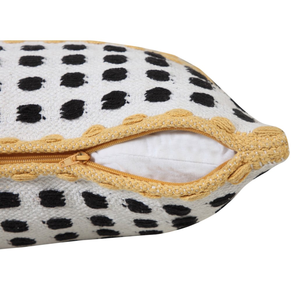 Ox Bay Hand-Woven Yellow/Black Stripe All-Natural Cotton Pillow Cover