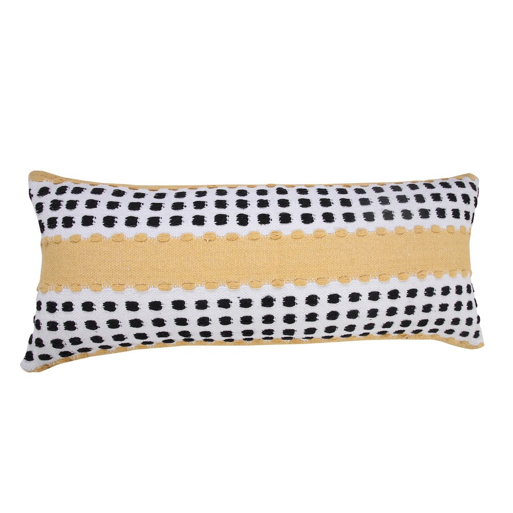 Ox Bay Hand-Woven Yellow/Black Stripe All-Natural Cotton Pillow Cover