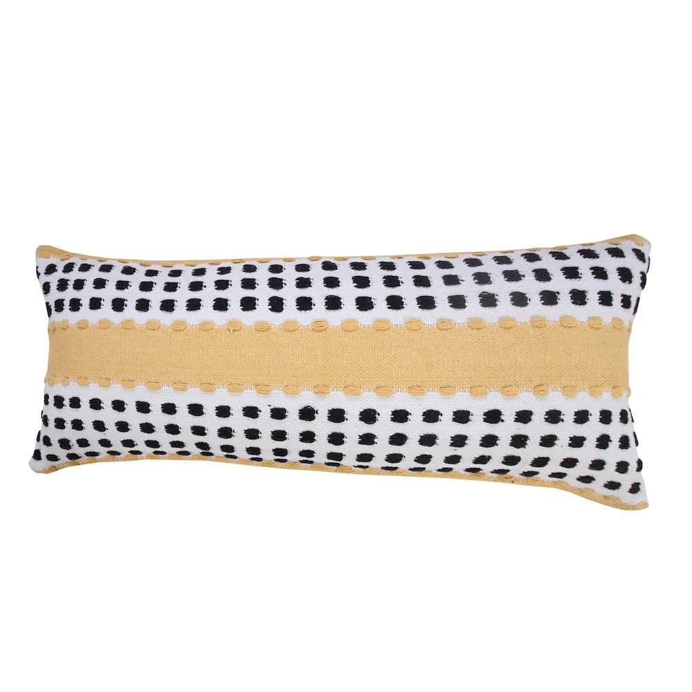 Ox Bay Hand-Woven Yellow/Black Stripe All-Natural Cotton Pillow Cover