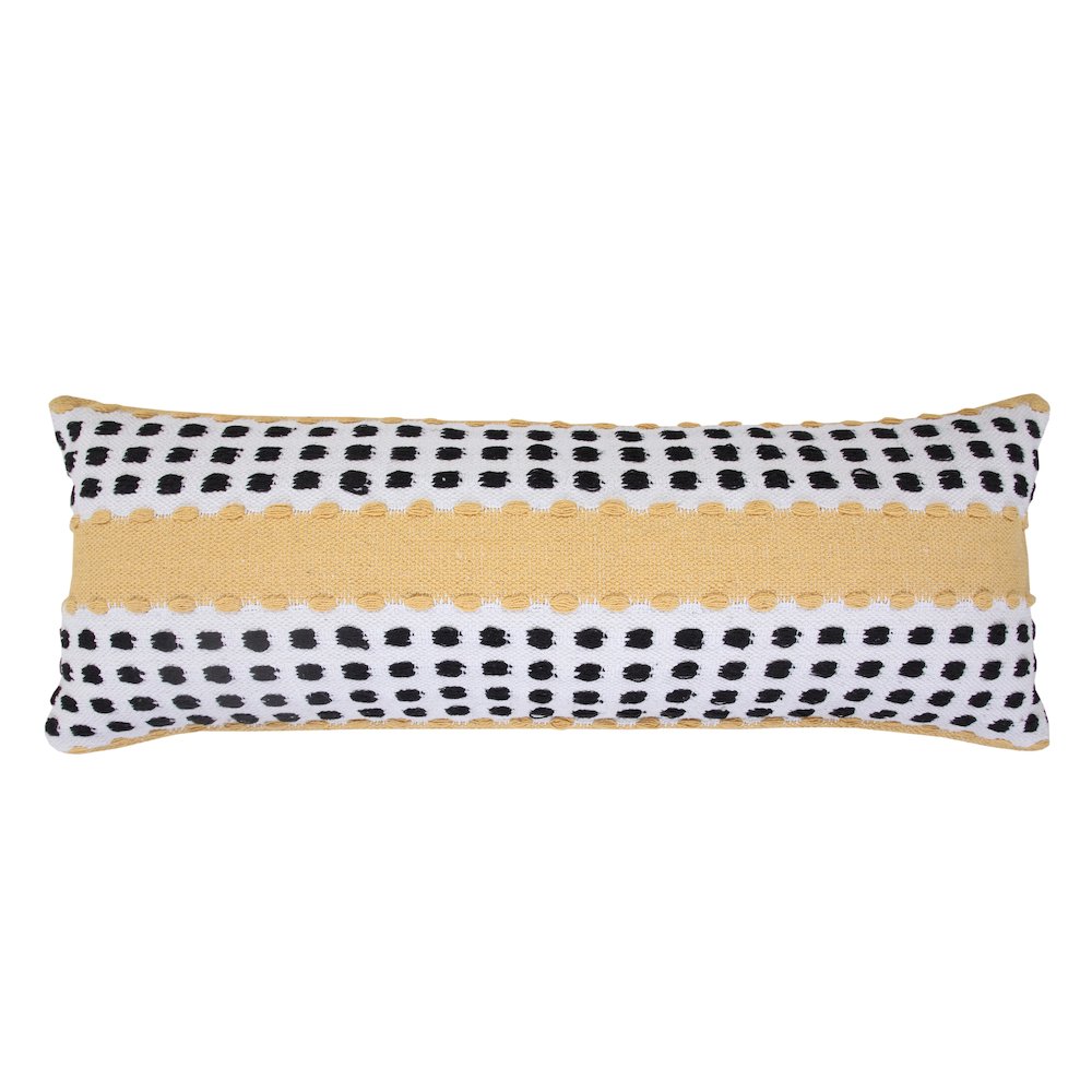 Ox Bay Hand-Woven Yellow/Black Stripe All-Natural Cotton Pillow Cover