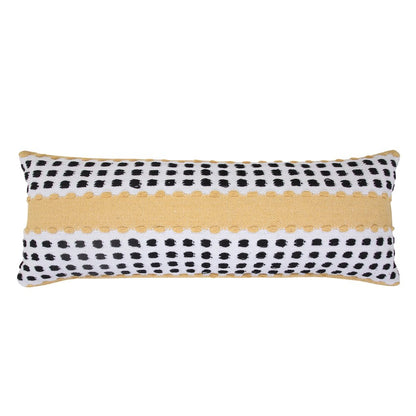 Ox Bay Hand-Woven Yellow/Black Stripe All-Natural Cotton Pillow Cover
