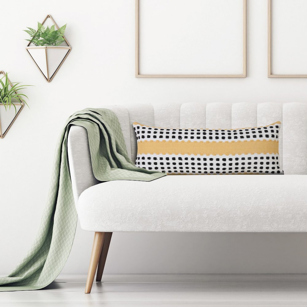 Ox Bay Hand-Woven Yellow/Black Stripe All-Natural Cotton Pillow Cover