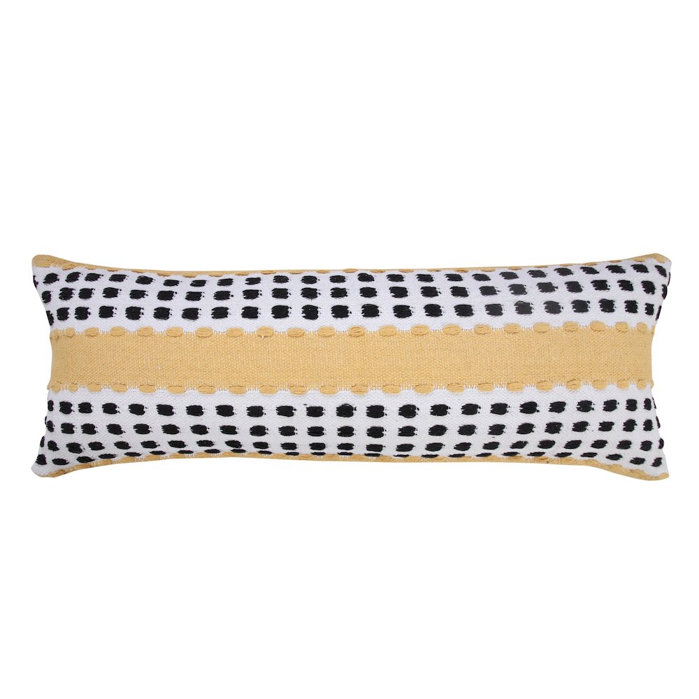 Ox Bay Hand-Woven Yellow/Black Stripe All-Natural Cotton Pillow Cover