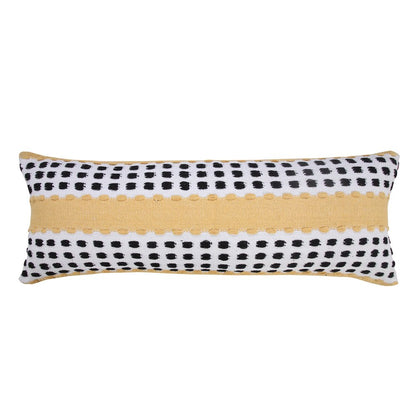 Ox Bay Hand-Woven Yellow/Black Stripe All-Natural Cotton Pillow Cover