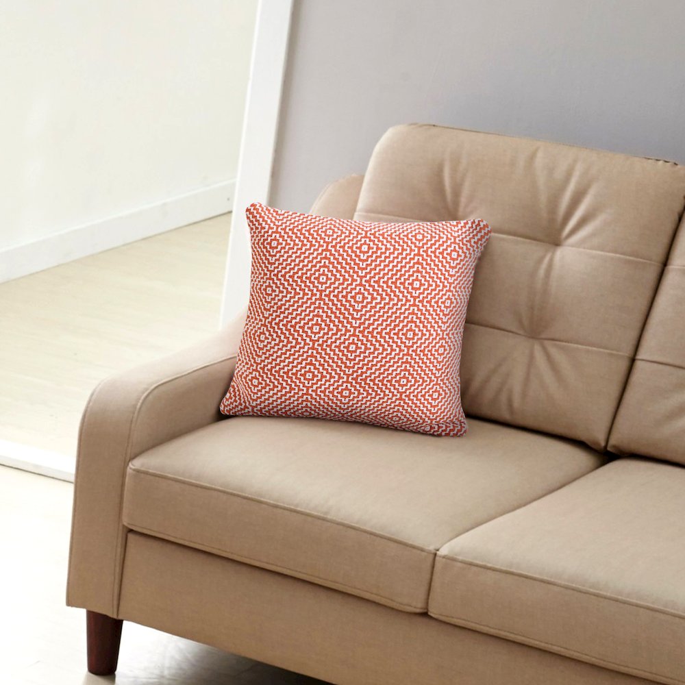 Ox Bay Hand-Woven Orange/White Diamond All-Natural Cotton Pillow Cover