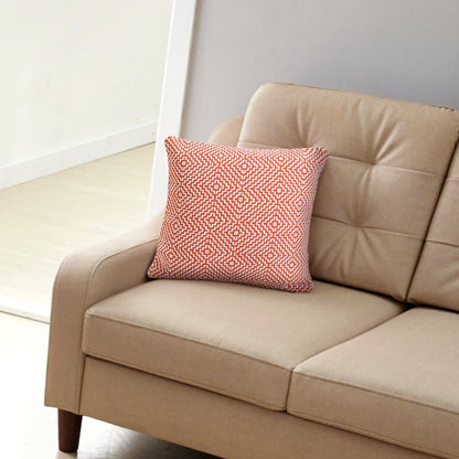 Ox Bay Hand-Woven Orange/White Diamond All-Natural Cotton Pillow Cover