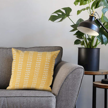 Evette Rios Jubilee Polka Dot Stripe Stonewashed Cotton Throw Pillow, Yellow