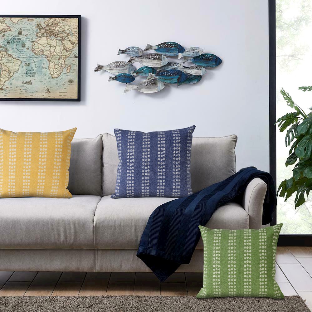 Evette Rios Jubilee Polka Dot Stripe Stonewashed Cotton Throw Pillow, Yellow