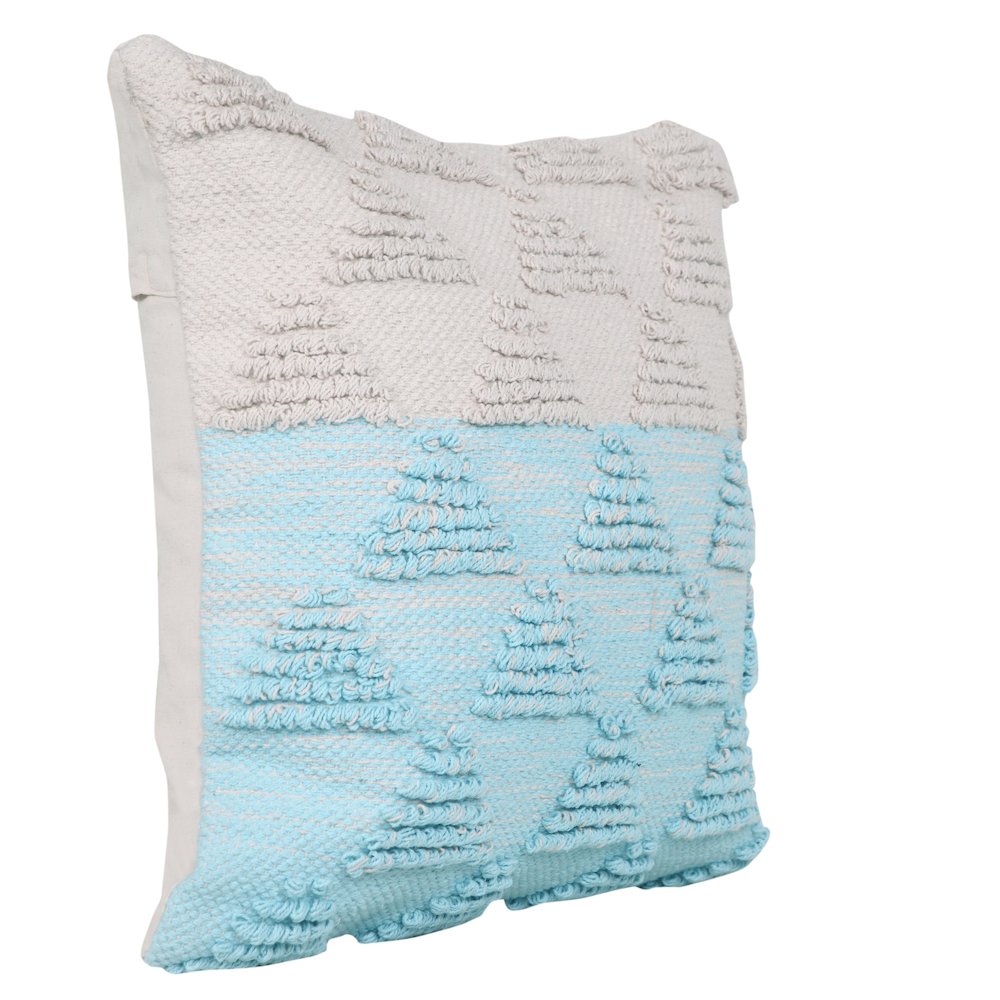 Ox Bay Hand-Woven Blue/White Geometric All-Natural Cotton Pillow Cover