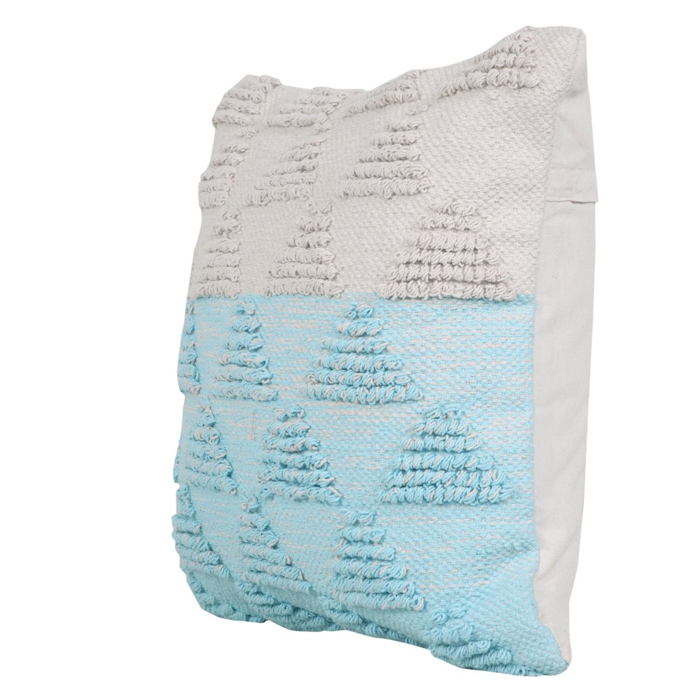 Ox Bay Hand-Woven Blue/White Geometric All-Natural Cotton Pillow Cover