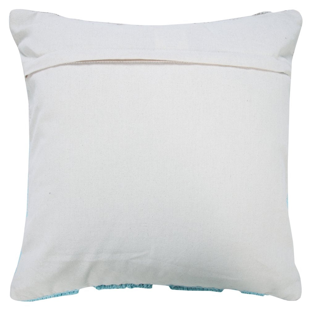 Ox Bay Hand-Woven Blue/White Geometric All-Natural Cotton Pillow Cover