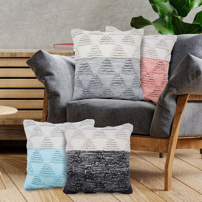 Ox Bay Hand-Woven Blue/White Geometric All-Natural Cotton Pillow Cover