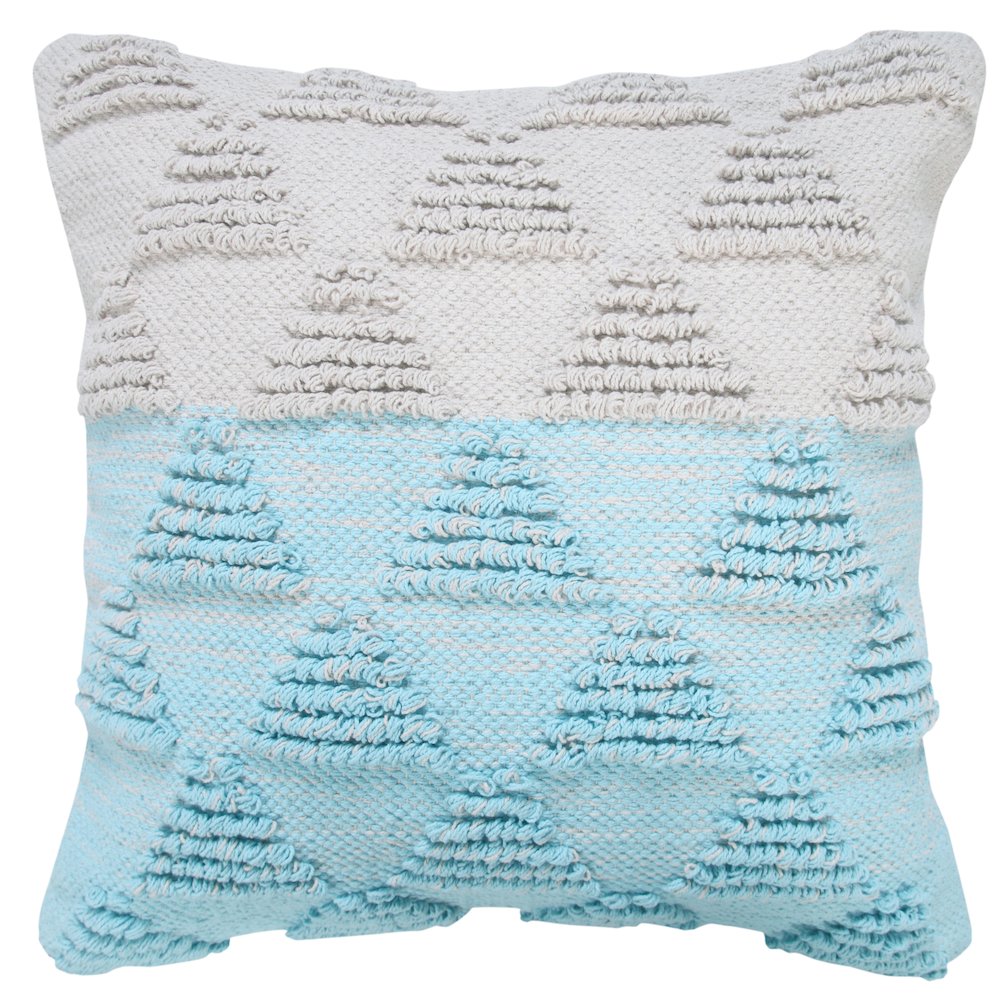 Ox Bay Hand-Woven Blue/White Geometric All-Natural Cotton Pillow Cover