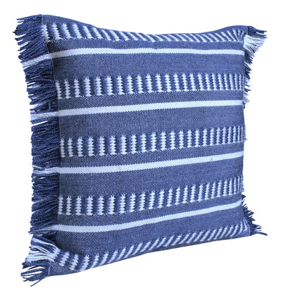 Ox Bay Hand-Woven Blue/White Geometric Resistant Polyester Pillow Cover