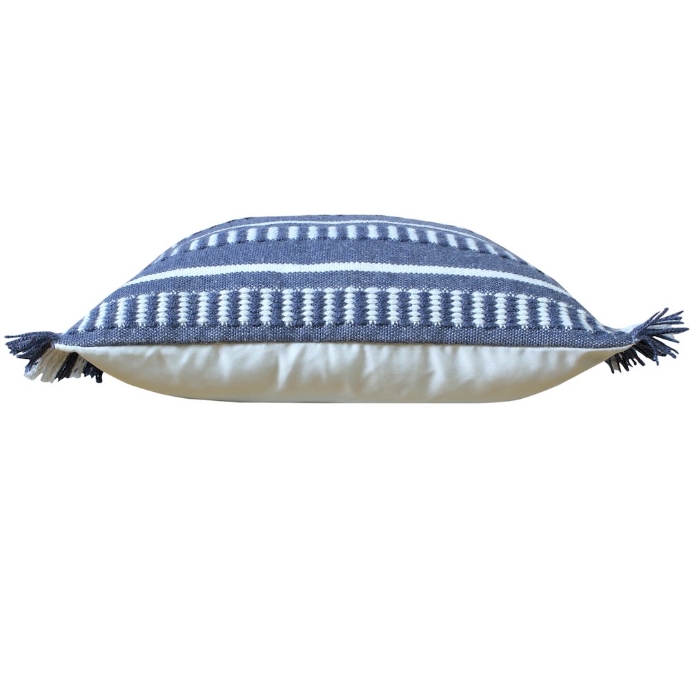 Ox Bay Hand-Woven Blue/White Geometric Resistant Polyester Pillow Cover