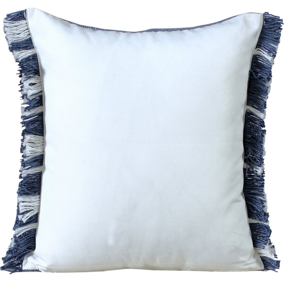 Ox Bay Hand-Woven Blue/White Geometric Resistant Polyester Pillow Cover