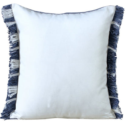 Ox Bay Hand-Woven Blue/White Geometric Resistant Polyester Pillow Cover
