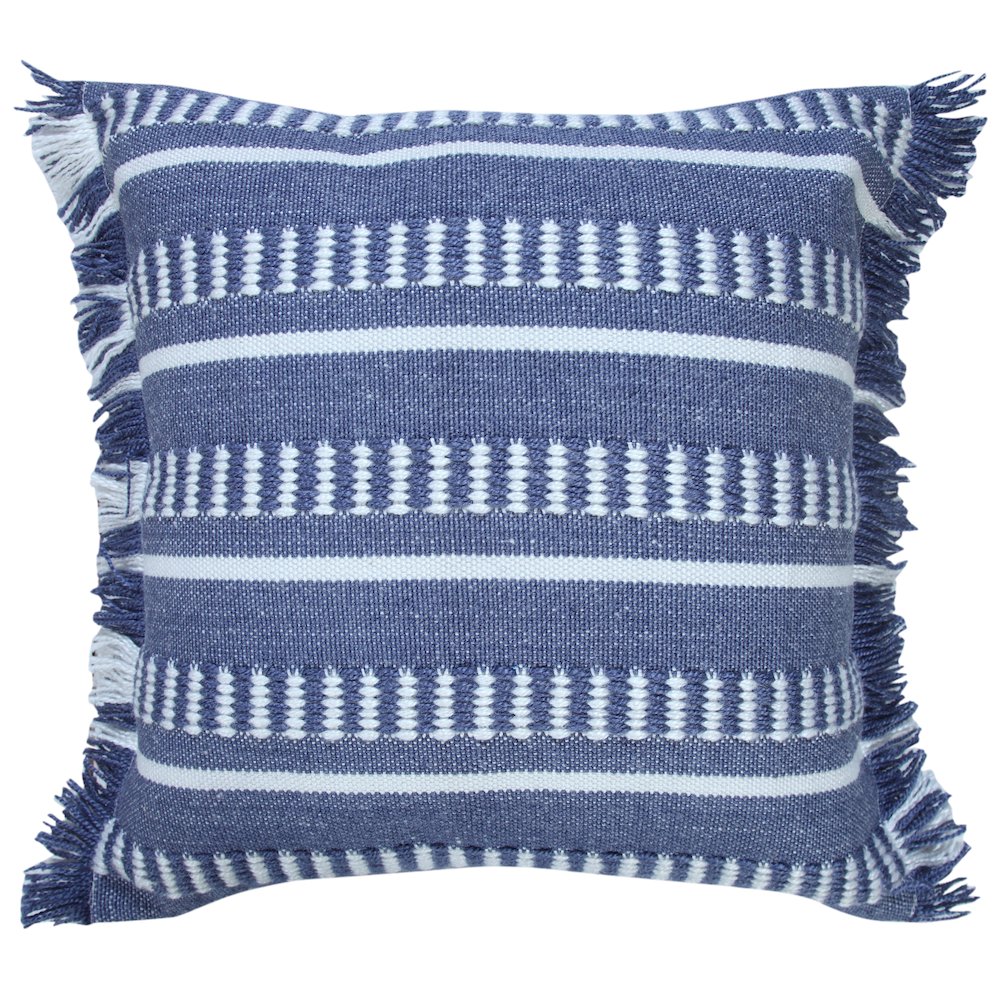 Ox Bay Hand-Woven Blue/White Geometric Resistant Polyester Pillow Cover