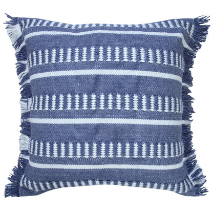 Ox Bay Hand-Woven Blue/White Geometric Resistant Polyester Pillow Cover