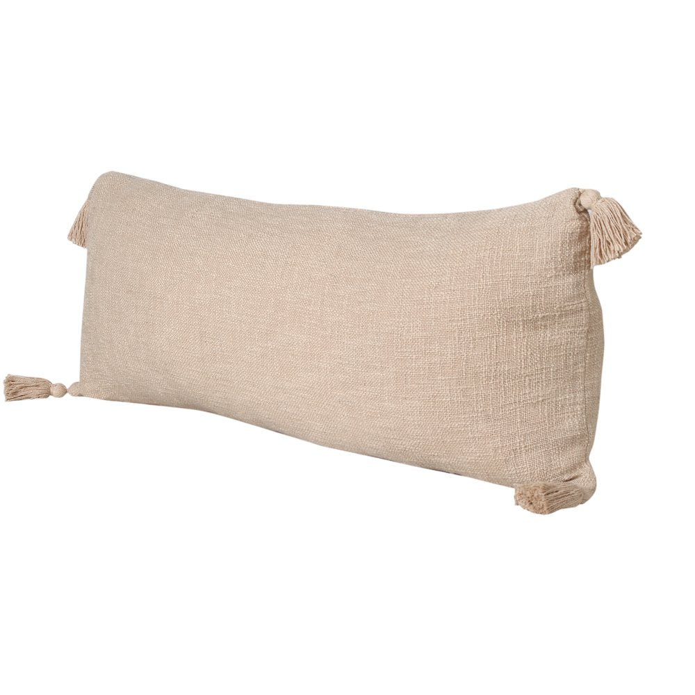 Ox Bay Hand-Woven Tan/Beige Solid All-Natural Cotton  Pillow Cover
