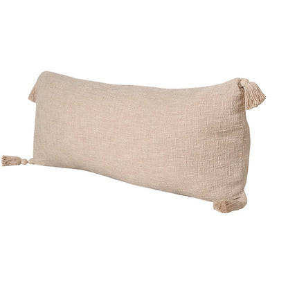 Ox Bay Hand-Woven Tan/Beige Solid All-Natural Cotton  Pillow Cover