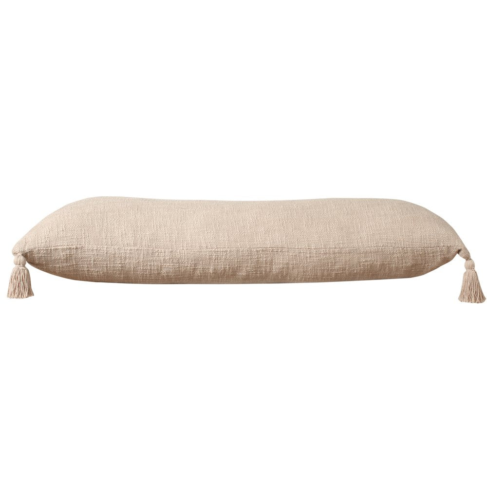 Ox Bay Hand-Woven Tan/Beige Solid All-Natural Cotton  Pillow Cover