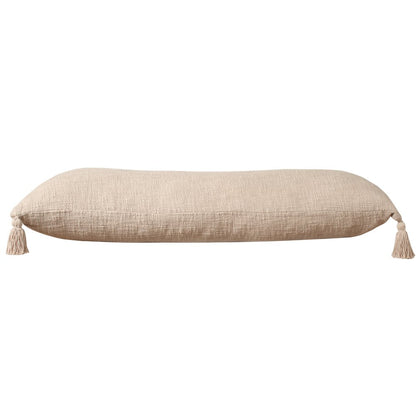 Ox Bay Hand-Woven Tan/Beige Solid All-Natural Cotton  Pillow Cover