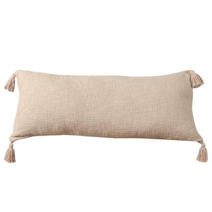 Ox Bay Hand-Woven Tan/Beige Solid All-Natural Cotton  Pillow Cover