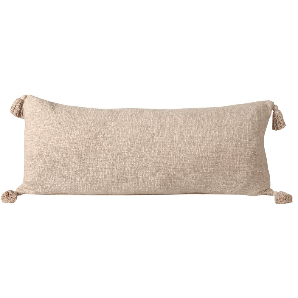 Ox Bay Hand-Woven Tan/Beige Solid All-Natural Cotton  Pillow Cover