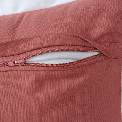 Ox Bay Hand-Woven Pink/White Bordered All-Natural Cotton Pillow Cover